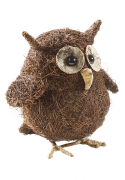Deko-Eule aus Rattan braun 25 cm