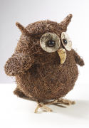 Deko-Eule aus Rattan braun 25 cm