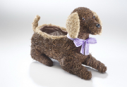 Deko-Hund aus Rattan zum Bepflanzen mit Folie ausgeschlagen gro�