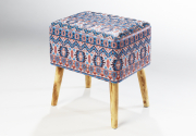 Hocker aus Holz rechteckig mit Kunstleder�berzug bunt