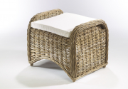 CARDIFF Hocker Rattan kubu grey mit Kissen