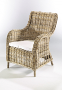 ABERDEEN Sessel Rattan kubu grey Armlehne mit Kissen