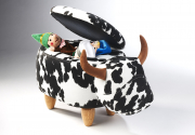 Hocker COW schwarz/weis mit Staufach