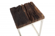 Beistelltisch EDEL eckig aus Holz und Metall S/2