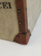 Hocker PARIS aus Leder und Canvas mit Staufach