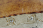 Sitzpouf CANVAS quadratisch mit Leder und Aufdruck