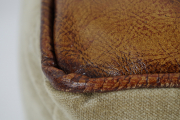 Sitzpouf CANVAS quadratisch mit Leder und Aufdruck