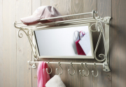 Garderobe aus Metall in Antikwei� mit einem Spiegel und Haken