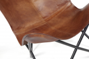 Butterfly Chair braun aus Leder und Metall klappbar