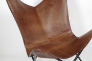 Butterfly Chair braun aus Leder und Metall klappbar