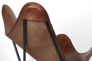 Butterfly Chair braun aus Leder und Metall klappbar
