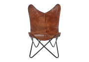 Butterfly Chair braun aus Leder und Metall klappbar