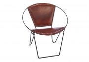 Stuhl mit umlaufender Armlehne aus Leder braun und Metall