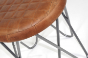 Hocker mit gesteppter Sitzfl�che aus Leder braun und Metall