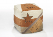 Sitzpouf COFFEE aus Canvas dreifarbig mit Aufn�hern