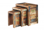 Beistelltisch VINTAGE aus FSC zertifiziertem Holz im Used Look S/3