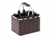 Flaschentr�ger f�r 6 Flaschen Metallrahmen mit Nylongeflecht in braun