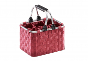 Flaschentr�ger f�r 6 Flaschen Metallrahmen mit Nylongeflecht in rot