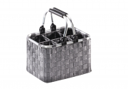 Flaschentr�ger f�r 6 Flaschen Metallrahmen mit Nylongeflecht in grau