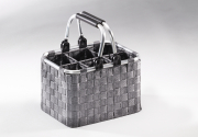Flaschentr�ger f�r 6 Flaschen Metallrahmen mit Nylongeflecht in grau