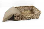 Hundelager PUPPY aus Rattan grau 94x74x26 mit passendem Kissen