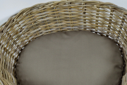 Hundekorb oval aus Rattan 72x62x25 cm mit passendem Kissen