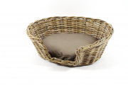 Hundekorb oval aus Rattan 72x62x25 cm mit passendem Kissen
