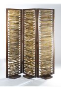 Paravent 3-teilig aus Bambus mit Holzrahmen