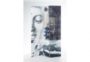 Paravent 3-teilig mit Holzrahmen Canvas�berzug beidseitig bedruckt Motiv Buddha