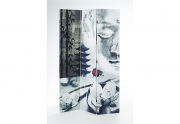 Paravent 3-teilig mit Holzrahmen Canvas�berzug beidseitig bedruckt Motiv Buddha