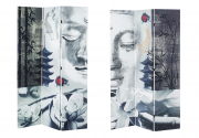 Paravent 3-teilig mit Holzrahmen Canvas�berzug beidseitig bedruckt Motiv Buddha