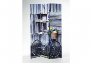 Paravent 3-teilig Holzrahmen Canvas�berzug beidseitig bedruckt Motiv Fahrrad