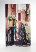 Paravent 3-teilig Holzrahmen Canvas�berzug beidseitig bedruckt Motiv Fahrrad