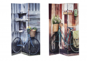 Paravent 3-teilig Holzrahmen Canvas�berzug beidseitig bedruckt Motiv Fahrrad
