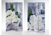 Paravent 3-teilig Holzrahmen Canvas�berzug beidseitig bedruckt Motiv Flowers