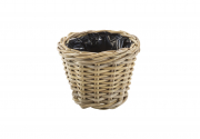 �bertopf Rattan  rund kubu grey mit Folie ausgeschlagen