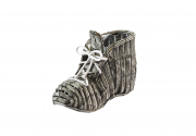 Deko-Schuh bepflanzbar aus grauer  Rinde mit Folie ausgeschlagen 25 cm