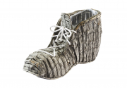 Deko-Schuh bepflanzbar aus grauer Rinde mit Folie ausgeschlagen 35 cm