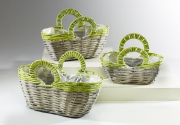 Pflanztasche Weide grau/gr�n aus Rattan und Polyrattan S/3