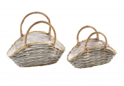 Pflanzkorb Taschenform Weide Chipwood grau wei� m. Folie S/2