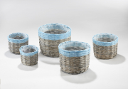 �bertopf aus Weide rund grau blau mit Folie ausgeschlagen S/5