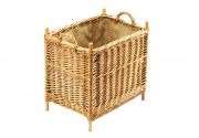 Holzkorb eckig gekochte Weide Leinen
