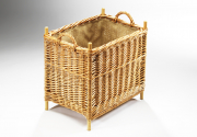 Holzkorb eckig gekochte Weide Leinen