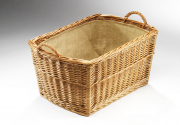 Holzkorb eckig gekochte Weide Leinen Gr 2