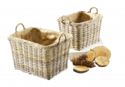 Holzkorb aus Rattan grau Set 2