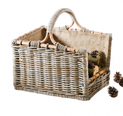 Holztrage Rattan grau mit abnehmbarem Jutestoff