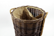Rattankorb rund Rollen Leinenstoff Krabu abnehmbare Jute