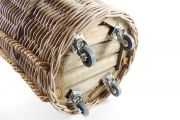 Rattankorb rund auf Rollen mit Leinenstoff/Jute ausgeschlagen Rattan grey
