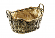 Holzkorb oval Kubu grey-antique aus Rattan mit Griffen und Jute