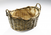 Holzkorb oval Kubu grey-antique aus Rattan mit Griffen und Jute